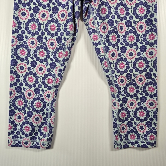 Lululemon Wunder Under Cropped Twiggy Printed Power Purple/Aquamarine Size 8 - Picture 4 of 12